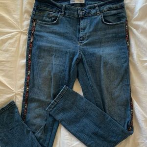 ZARA beaded stripe Skinny Jeans